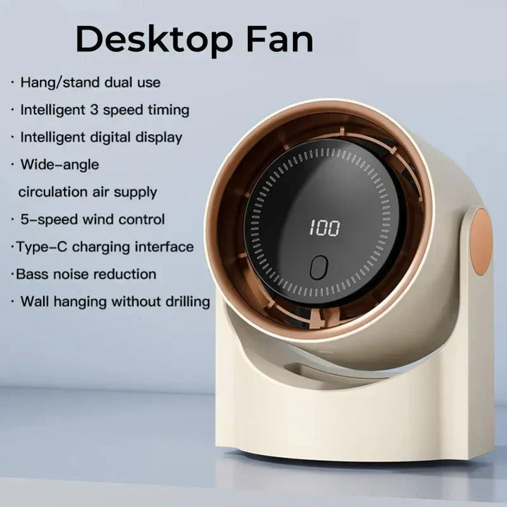 Ventilateur de Bureau USB Silencieux avec Écran Numérique
