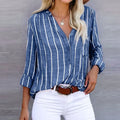 Women's Striped V-Neck Blouse