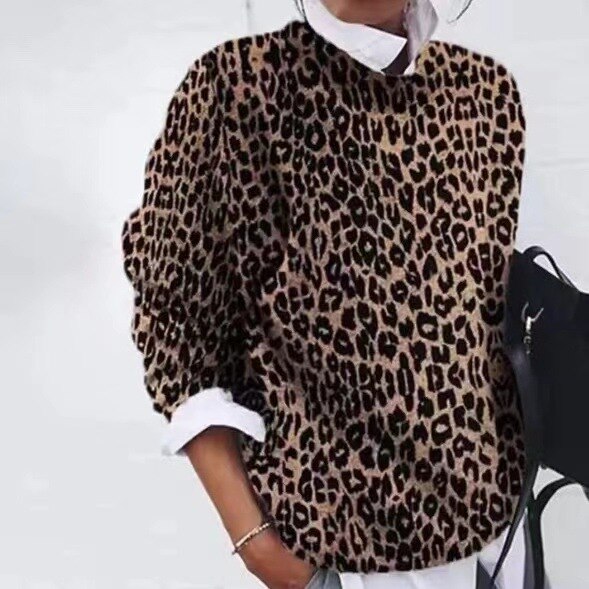 Pull à Motif Floral Col Rond Femme