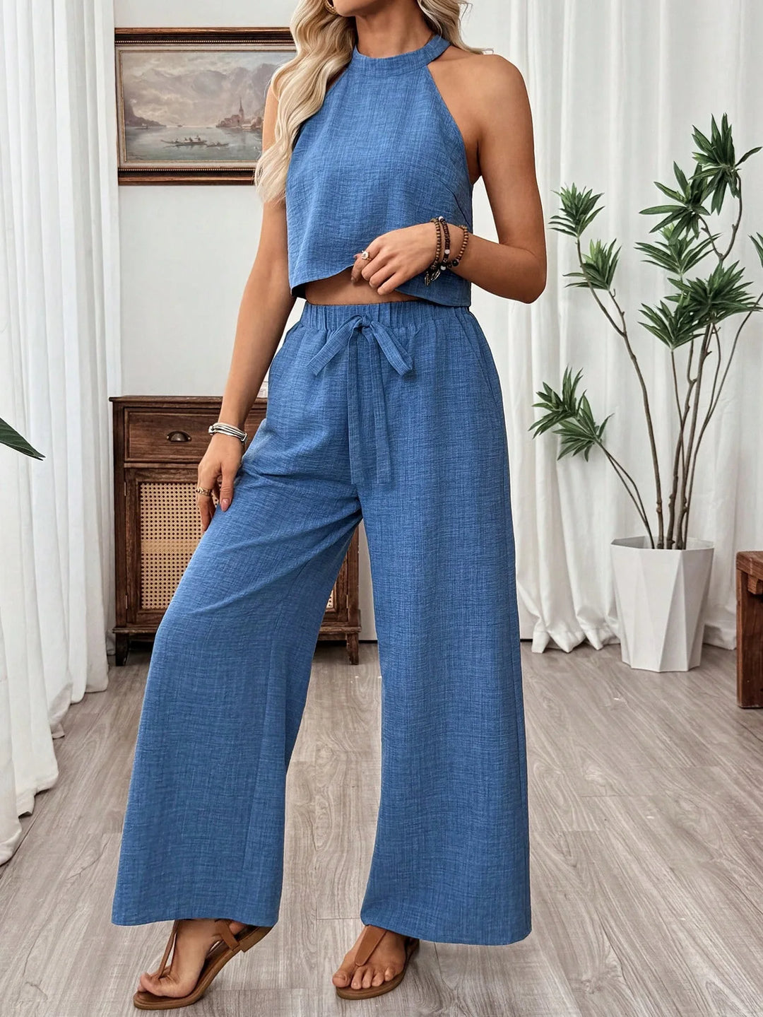 Ensemble Top Dos Nageur et Pantalon Large Femme