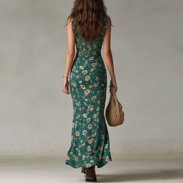 Robe Maxi Fleurie Smockée Femme