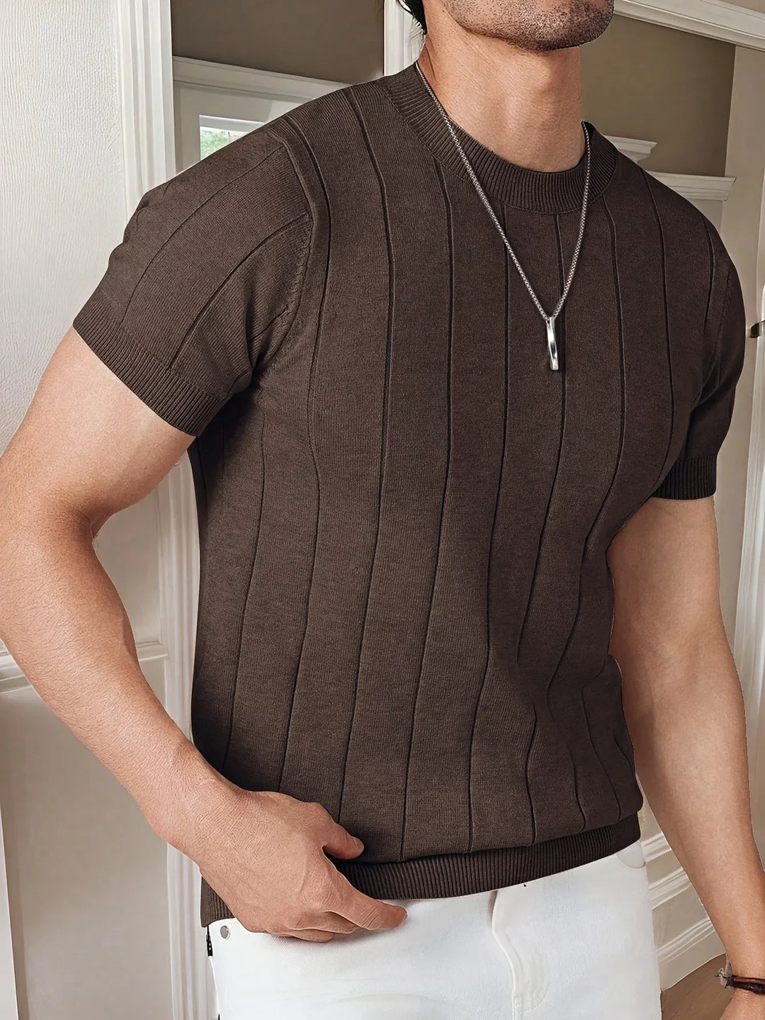 T-Shirt Maille Côtelée Homme