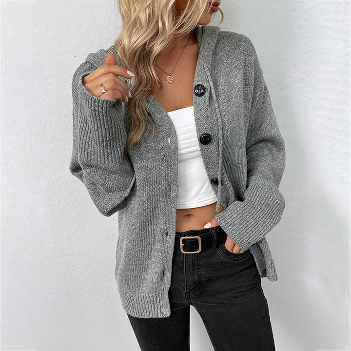 Gilet en Maille à Capuche Femme