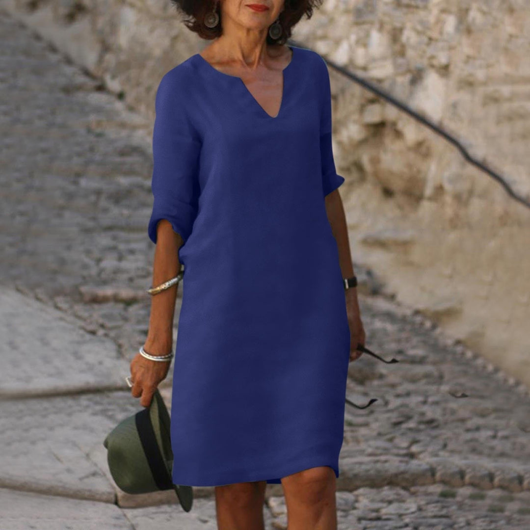 Robe Midi Col V Femme