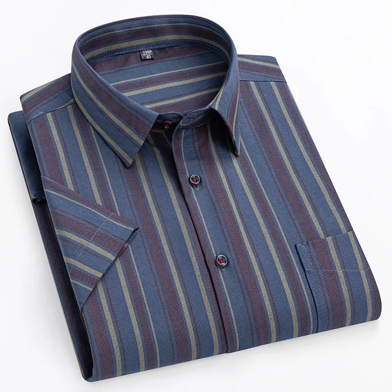 Chemise Rayée Manches Courtes Homme
