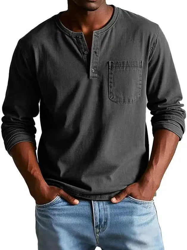 T-shirt Henley Manches Longues Homme