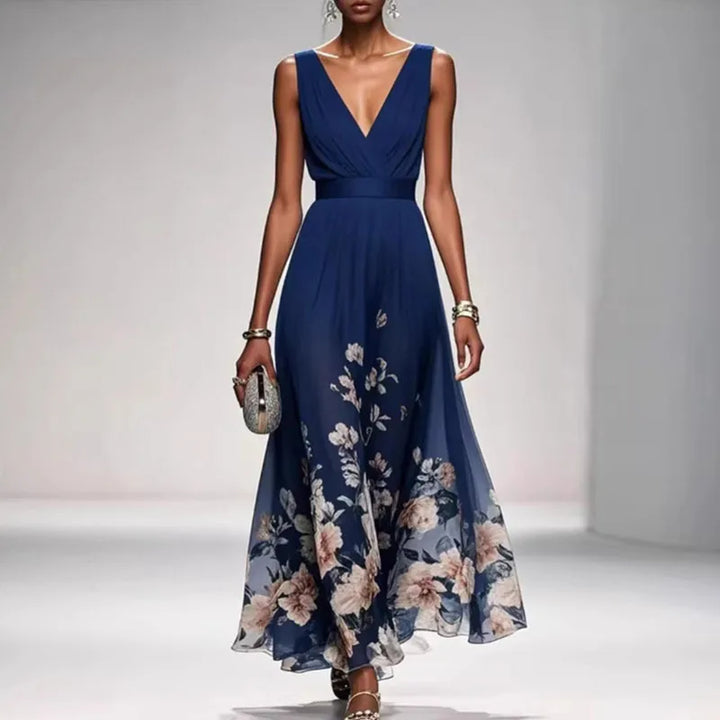 Robe Longue Fleurie Col V Femme