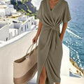 Women's V-Neck Wrap Midi Dress