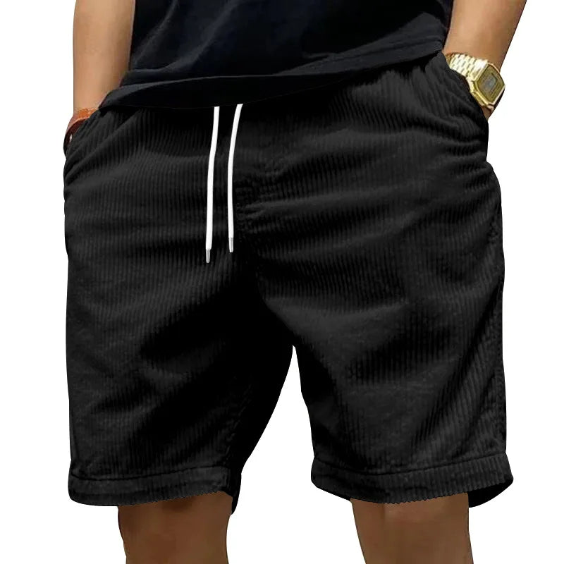 Short Côtelé à Taille Élastiquée Homme