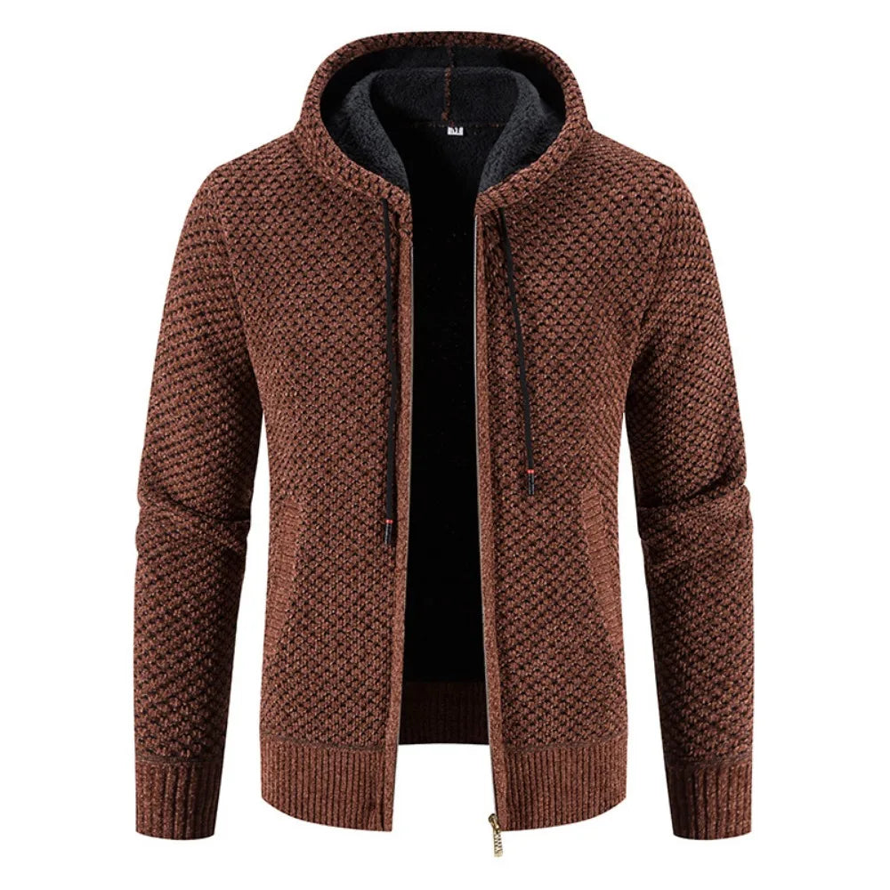 Cardigan Zippé à Capuche Homme