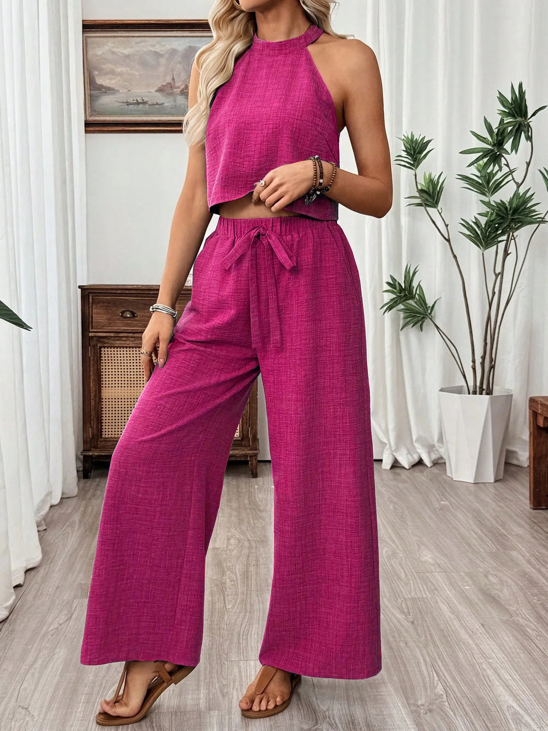 Ensemble Top Dos Nageur et Pantalon Large Femme