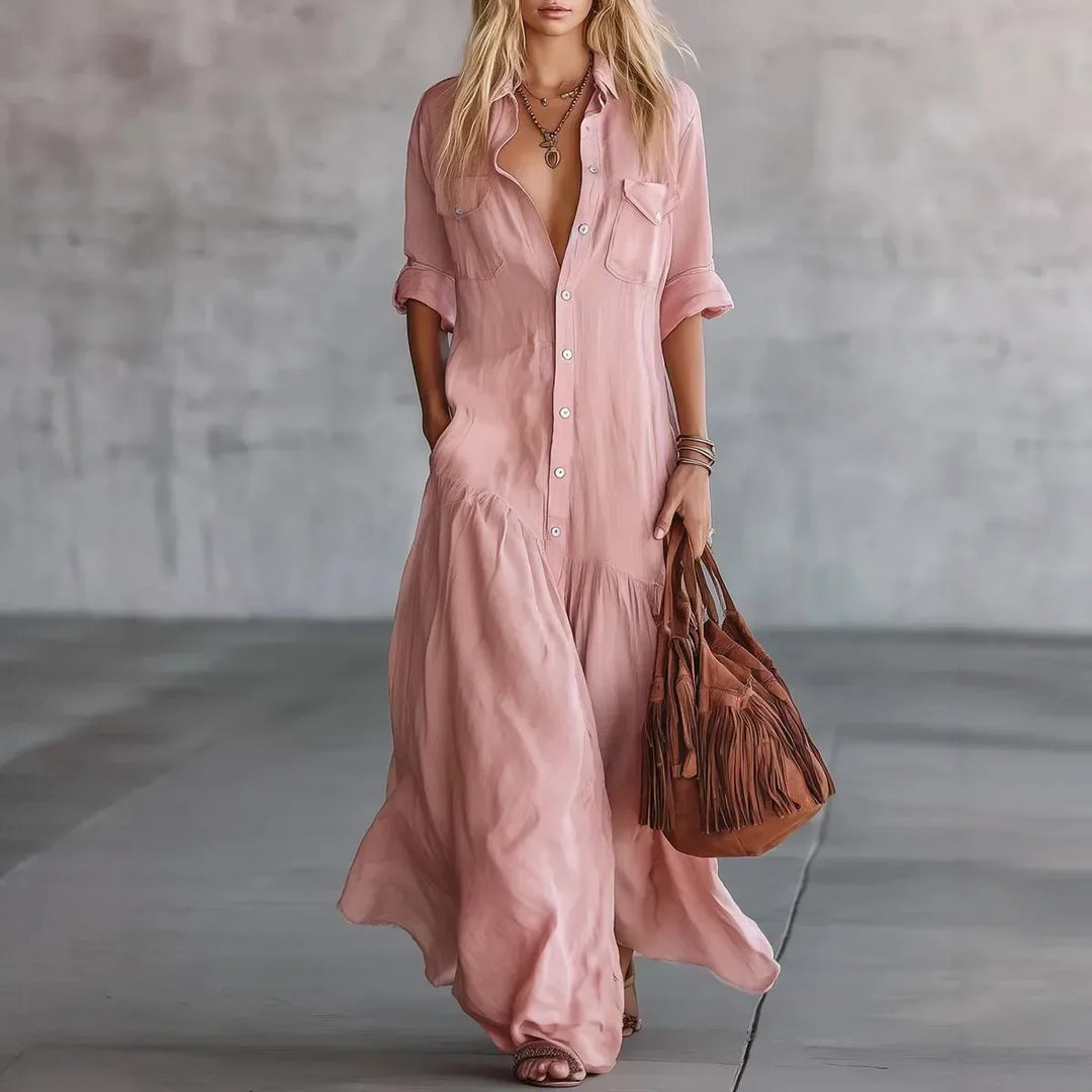 Robe Chemise Longue Fluide Femme