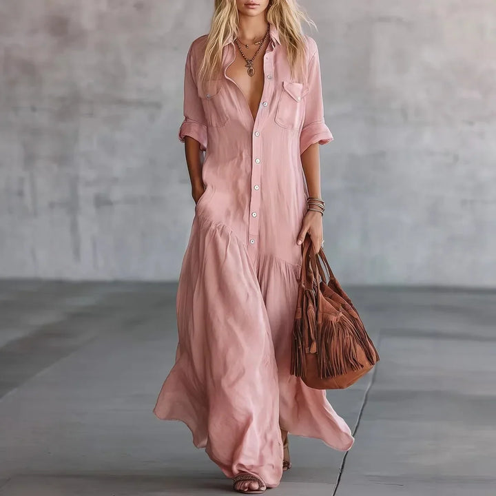 Robe Chemise Longue Fluide Femme