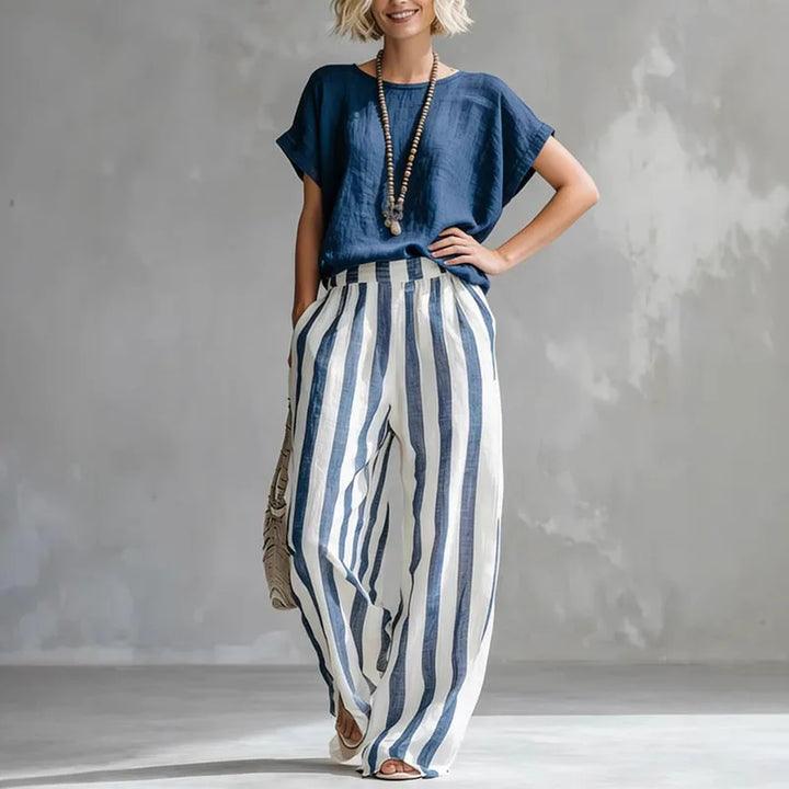 Ensemble Lin Rayé Femme