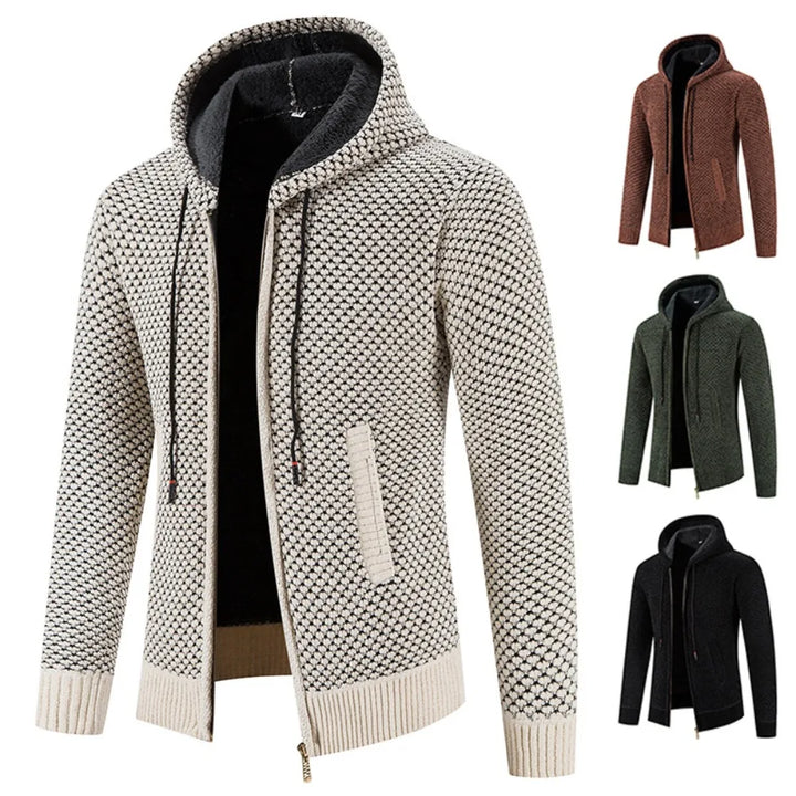 Cardigan Zippé à Capuche Homme