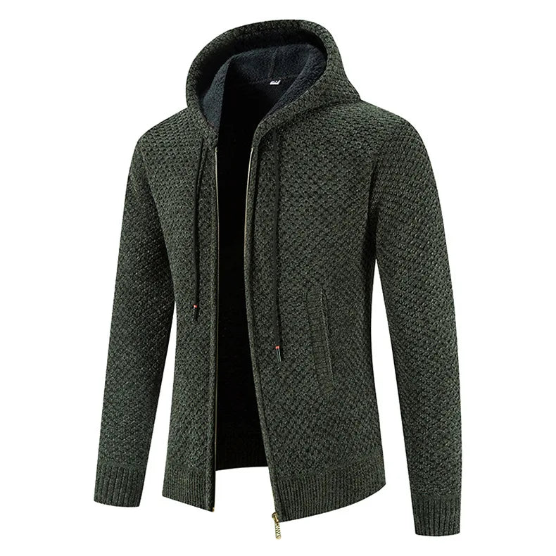 Cardigan Zippé à Capuche Homme