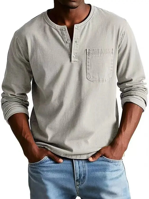 T-shirt Henley Manches Longues Homme