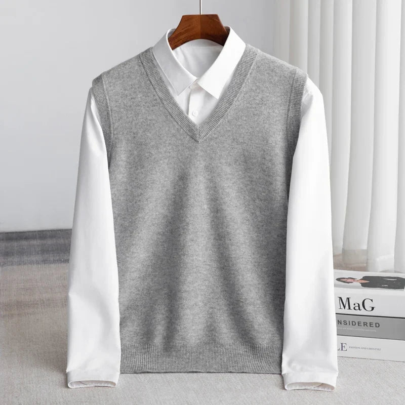 Pull Sans Manches à Col V Homme
