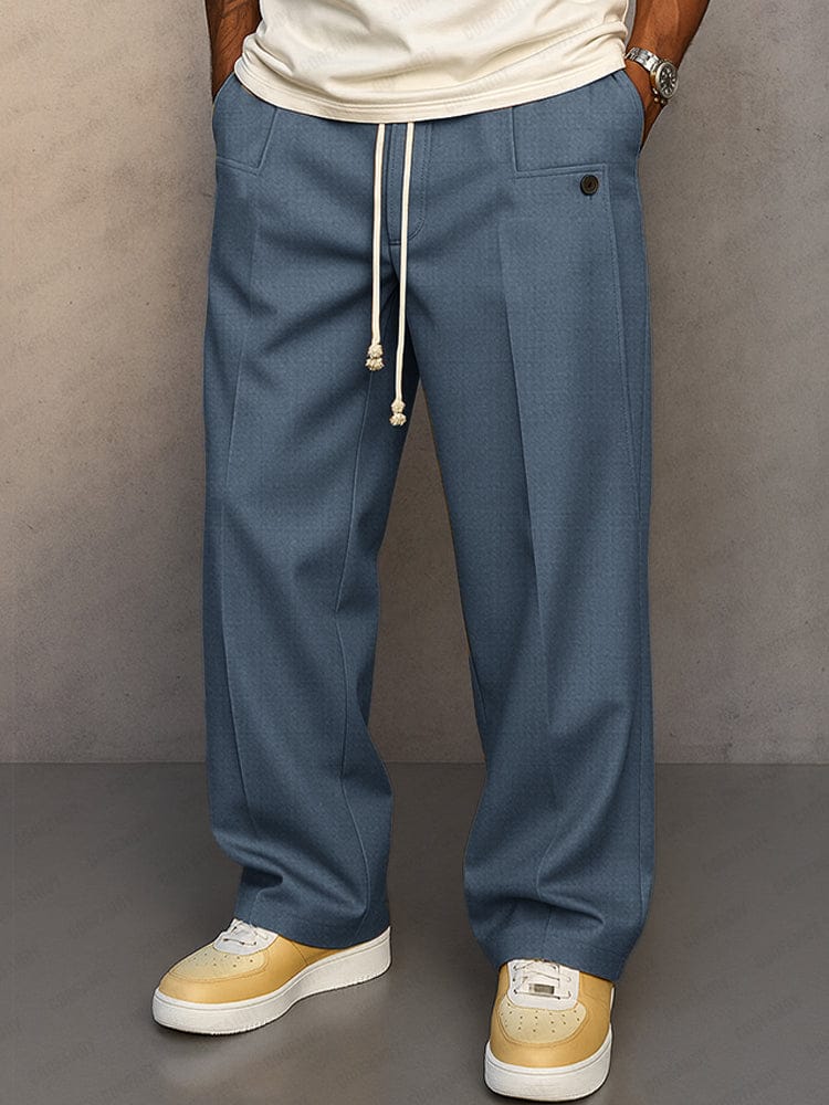Pantalon Coupe Large à Taille Cordon Homme