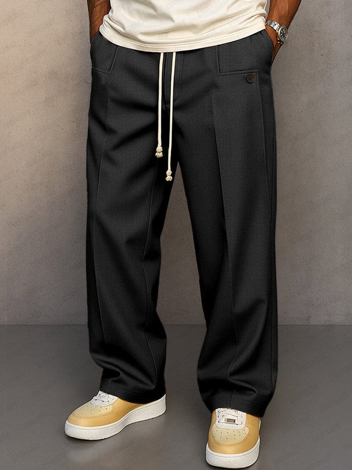 Pantalon Coupe Large à Taille Cordon Homme