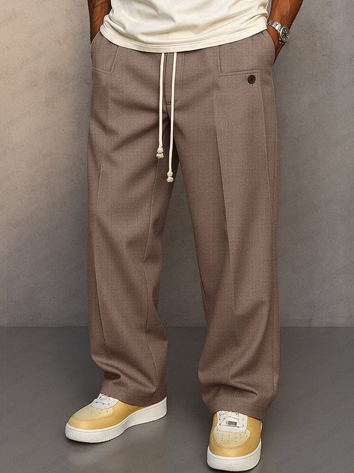 Pantalon Coupe Large à Taille Cordon Homme