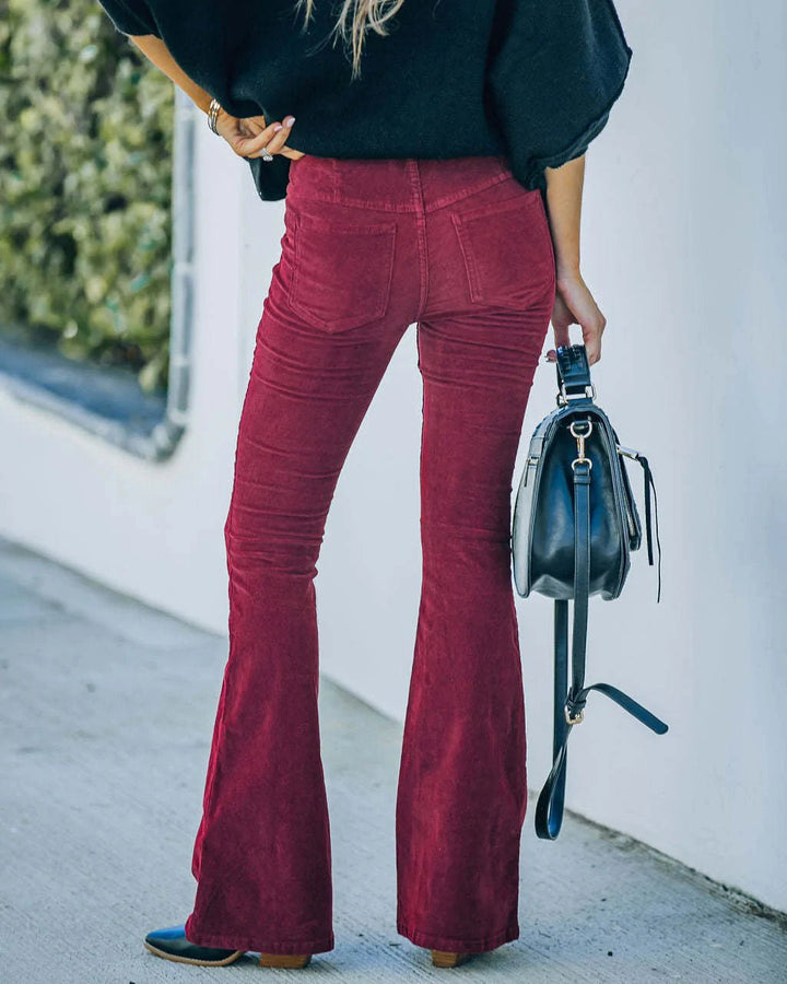 Pantalon Taille Haute Évasé Femme