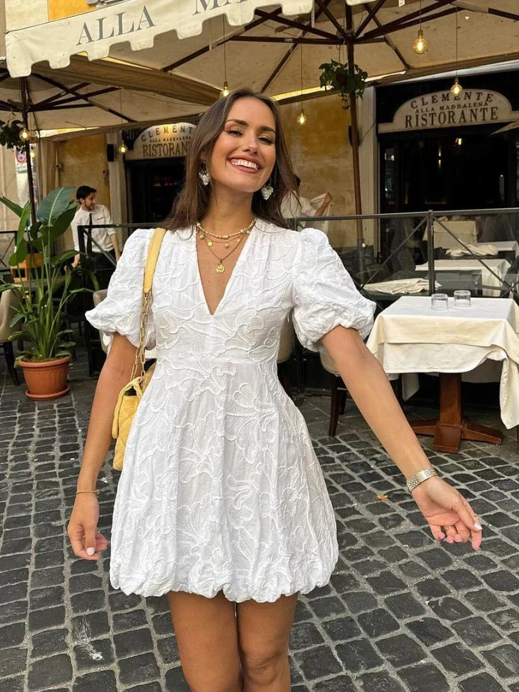 Robe Mini Manches Bouffantes Femme