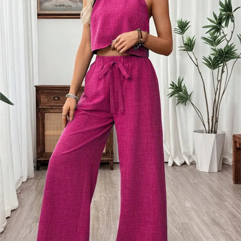 Ensemble Top Dos Nageur et Pantalon Large Femme