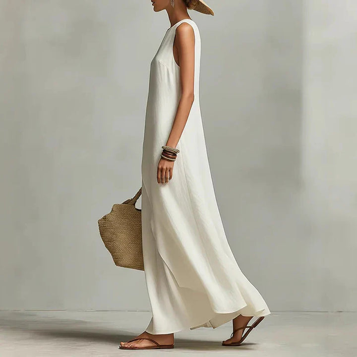 Robe Longue Fluide Sans Manches Femme