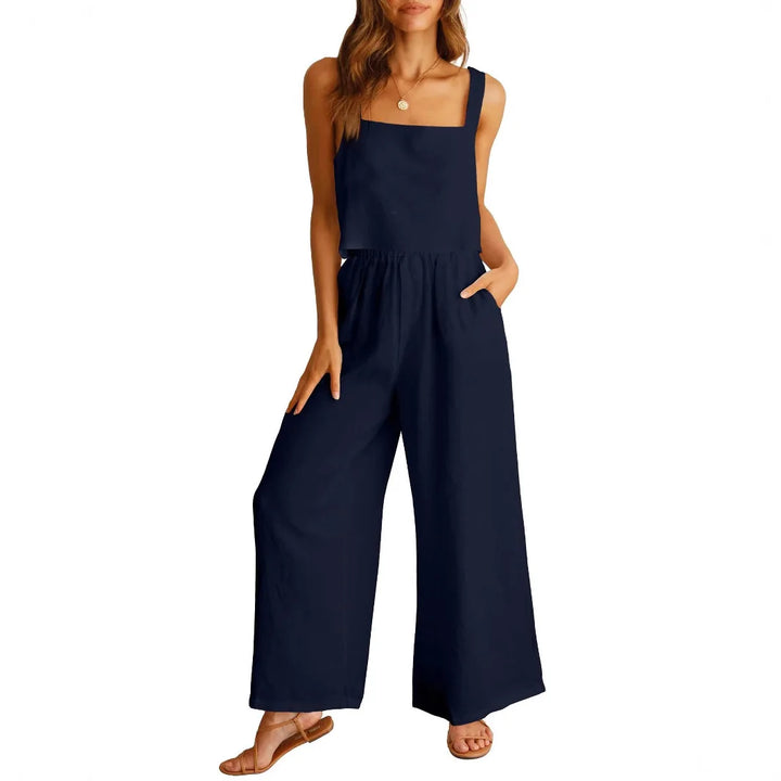 Combinaison Pantalon Large à Bretelles Femme