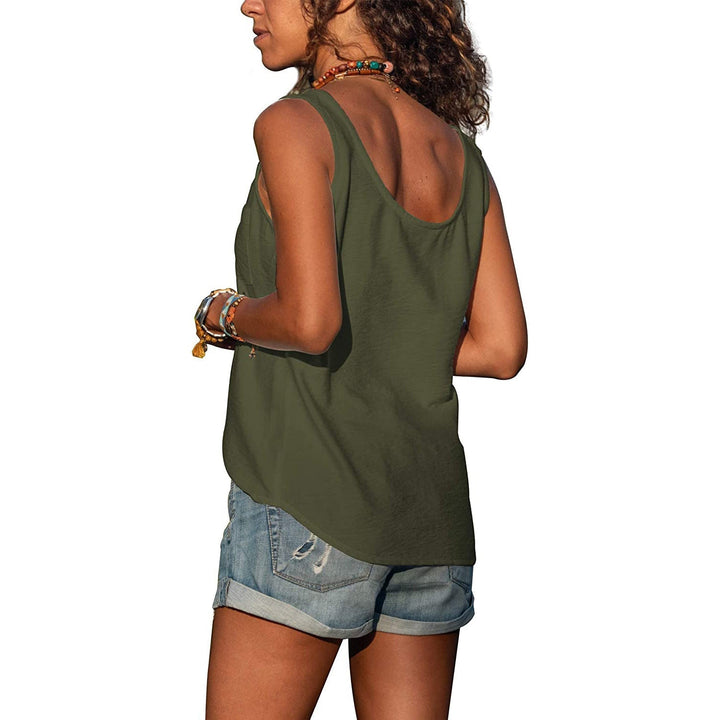 Top Boutonné Sans Manches Femme