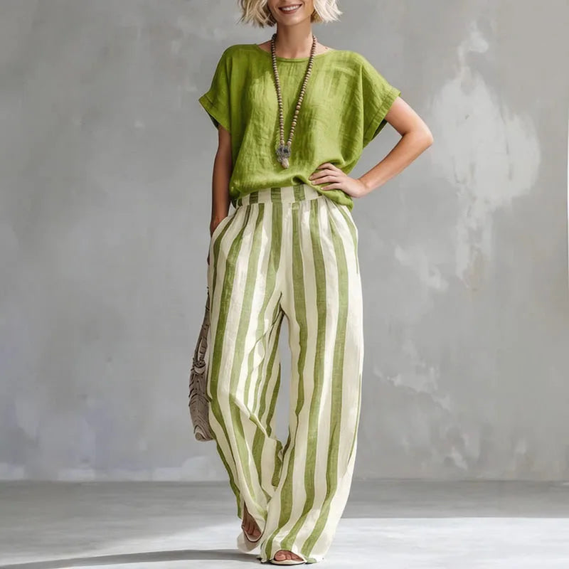 Ensemble Lin Rayé Femme