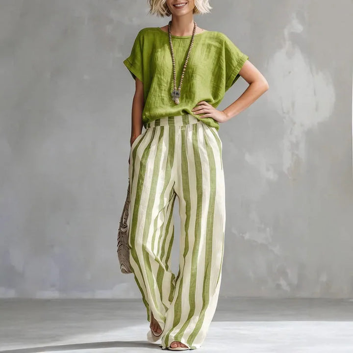 Ensemble Lin Rayé Femme