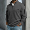 Pull à Col Montant Zippé et Motif Quadrillé Homme