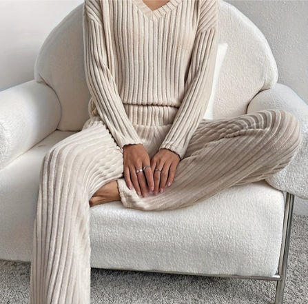 Ensemble Maille Côtelée Femme