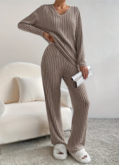 Ensemble Maille Côtelée Femme