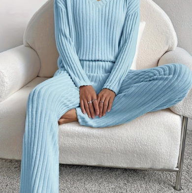 Ensemble Maille Côtelée Femme