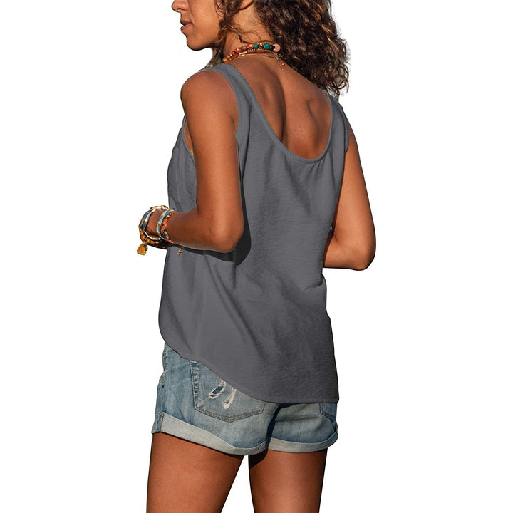 Top Boutonné Sans Manches Femme