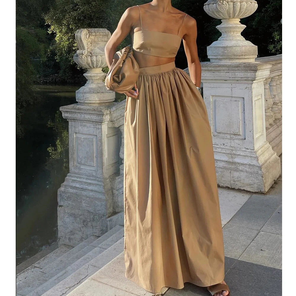 Ensemble Jupe Longue et Top Court Femme