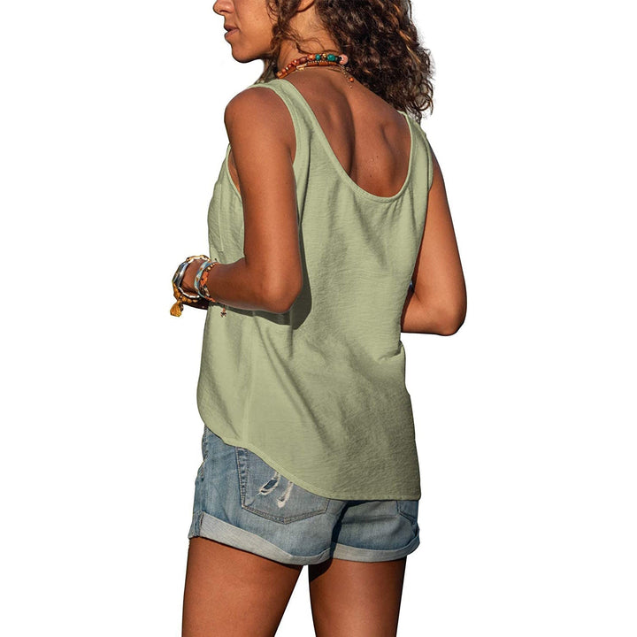 Top Boutonné Sans Manches Femme