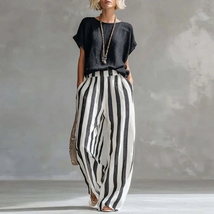 Ensemble Lin Rayé Femme