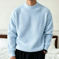 Pull en Maille Côtelée à Col Rond Homme