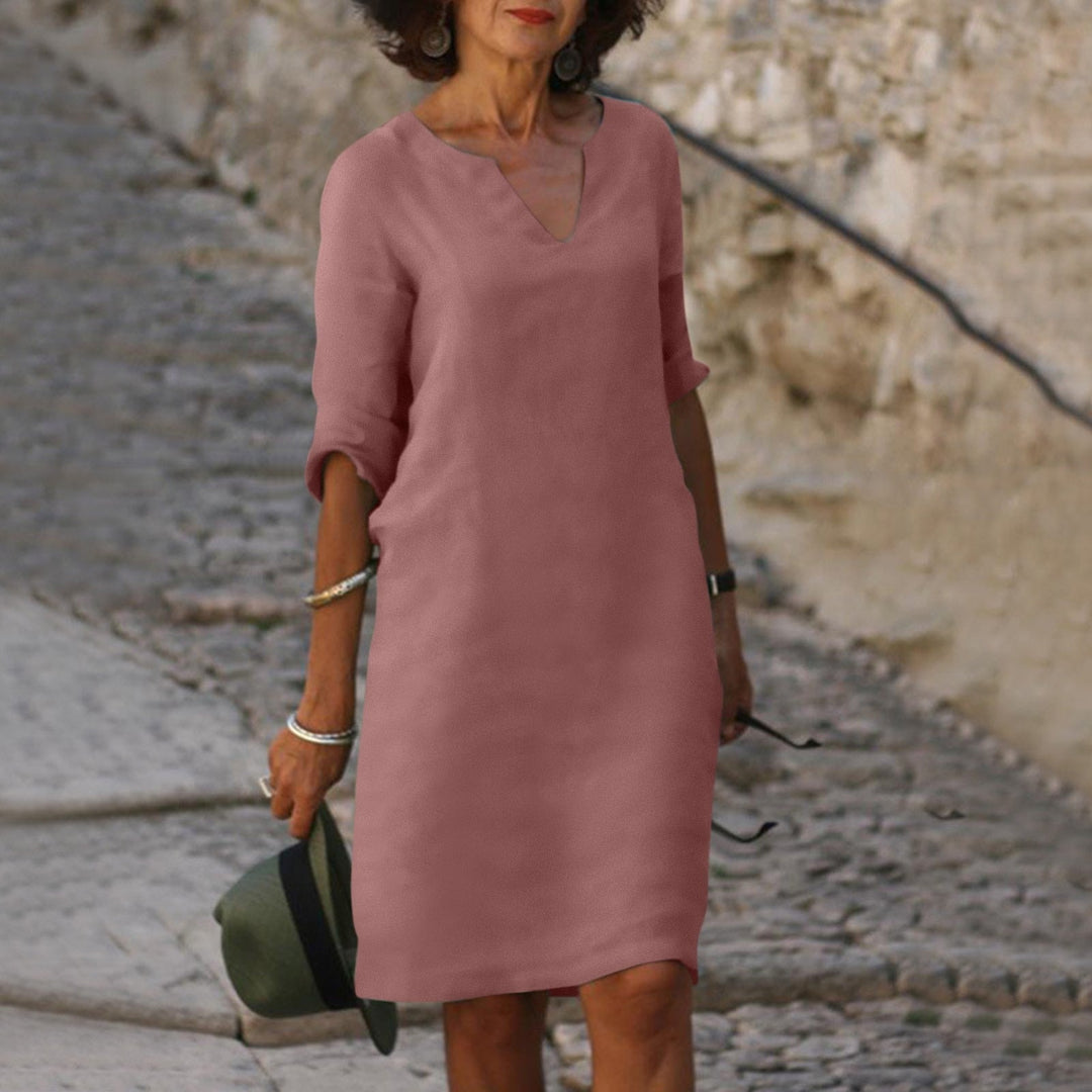 Robe Midi Col V Femme