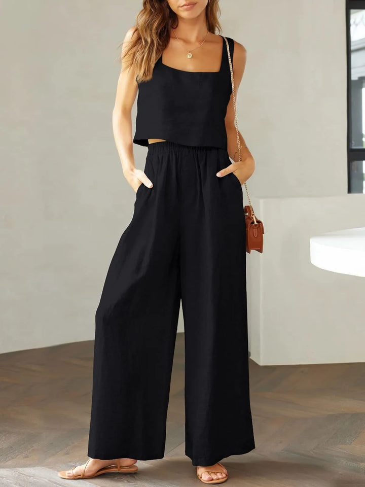 Combinaison Pantalon Large à Bretelles Femme