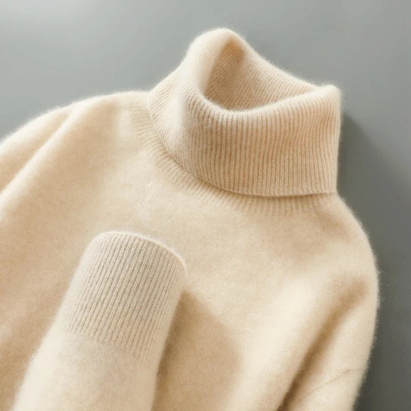 Pull Col Roulé en Maille Femme