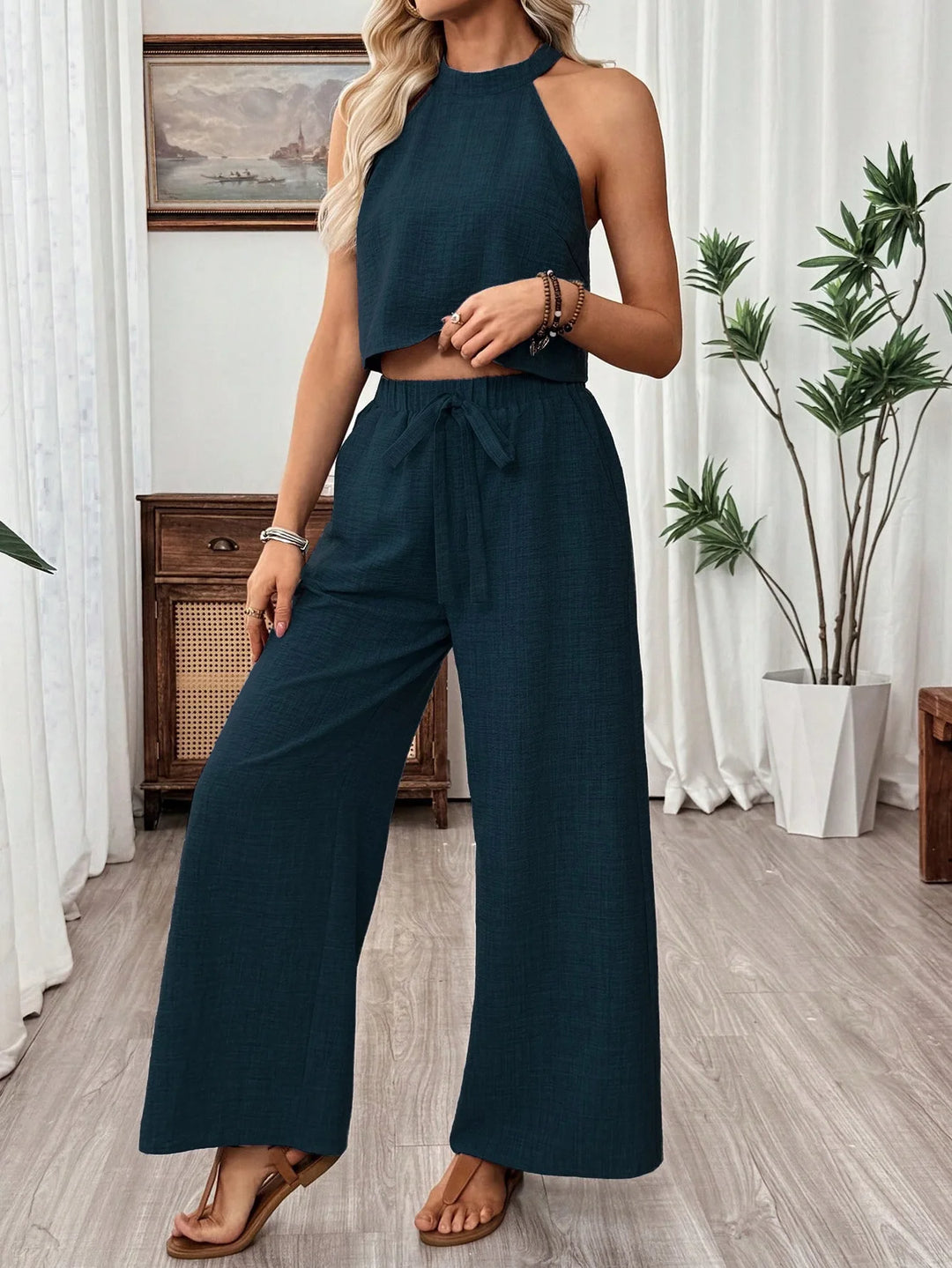 Ensemble Top Dos Nageur et Pantalon Large Femme