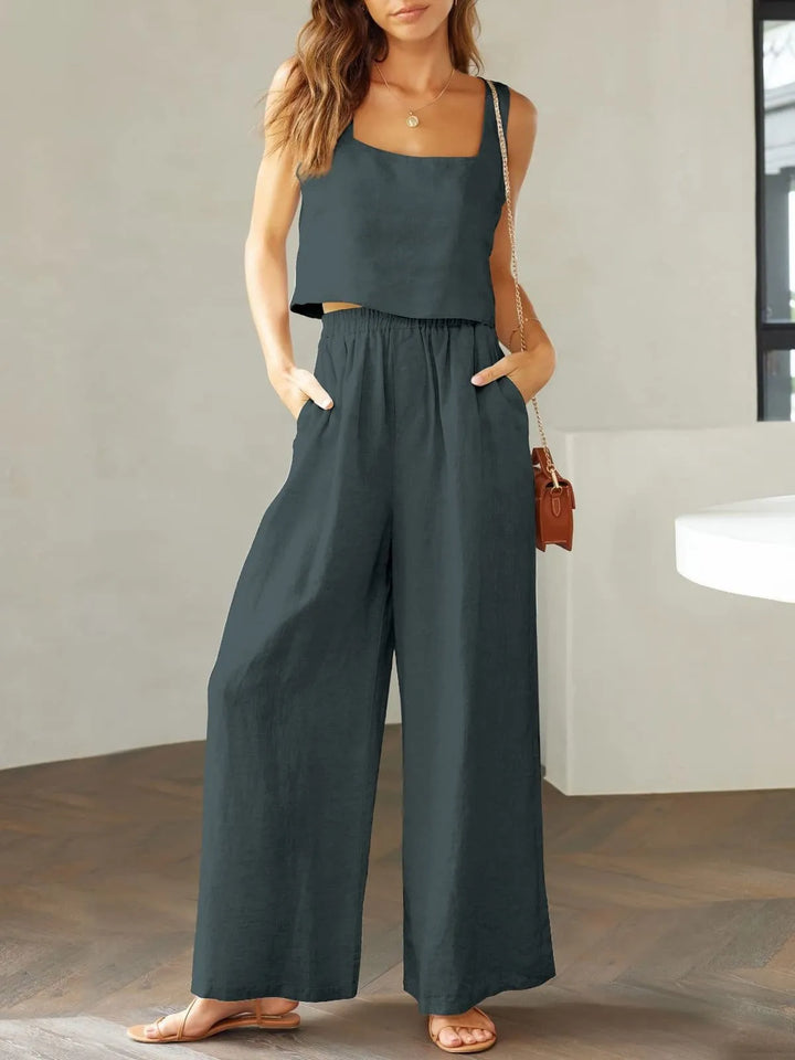 Combinaison Pantalon Large à Bretelles Femme