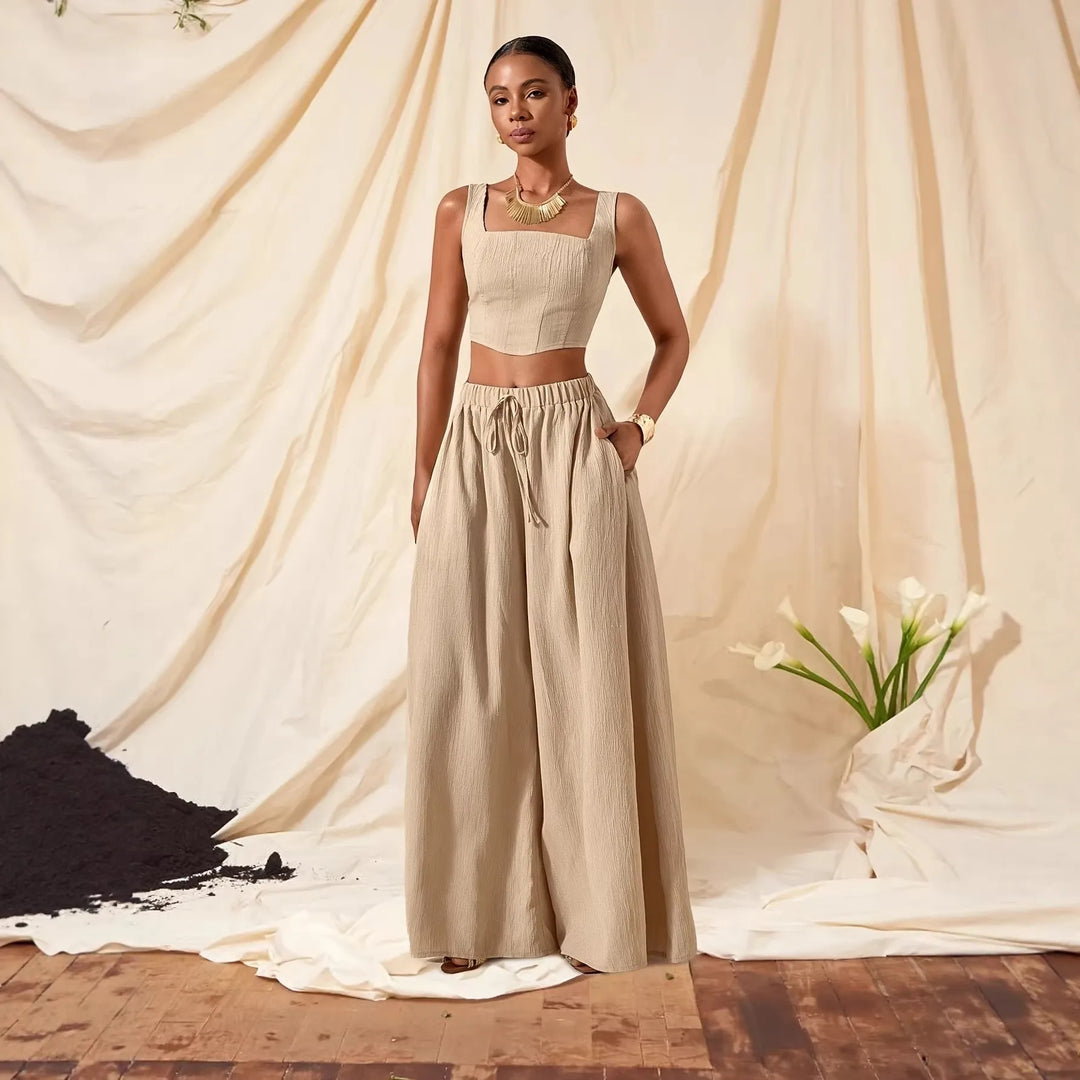 Ensemble Pantalon Large et Top Court Femme