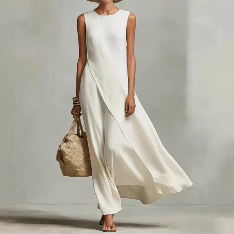 Robe Longue Fluide Sans Manches Femme