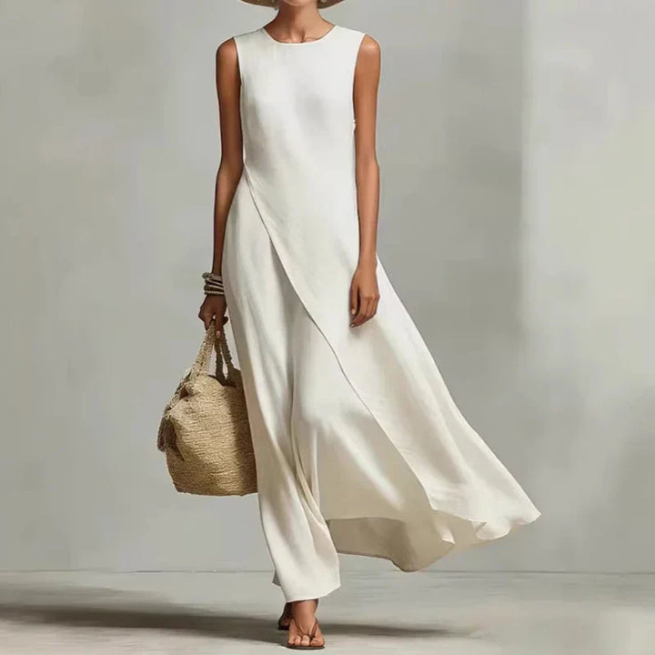 Robe Longue Fluide Sans Manches Femme